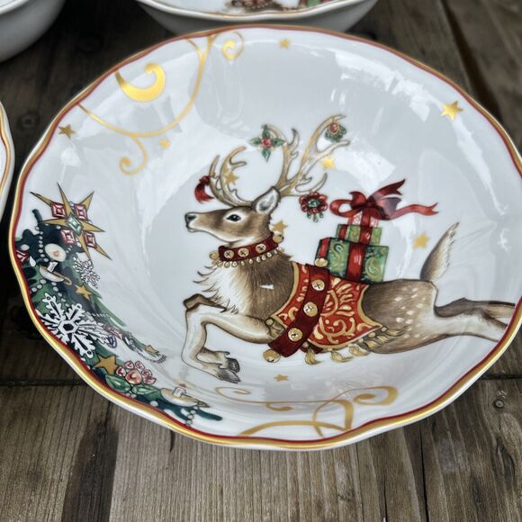 Williams Sonoma Twas the Night Before Christmas Reindeer Soup Salad Bowls SET 4 - Picture 3 of 6